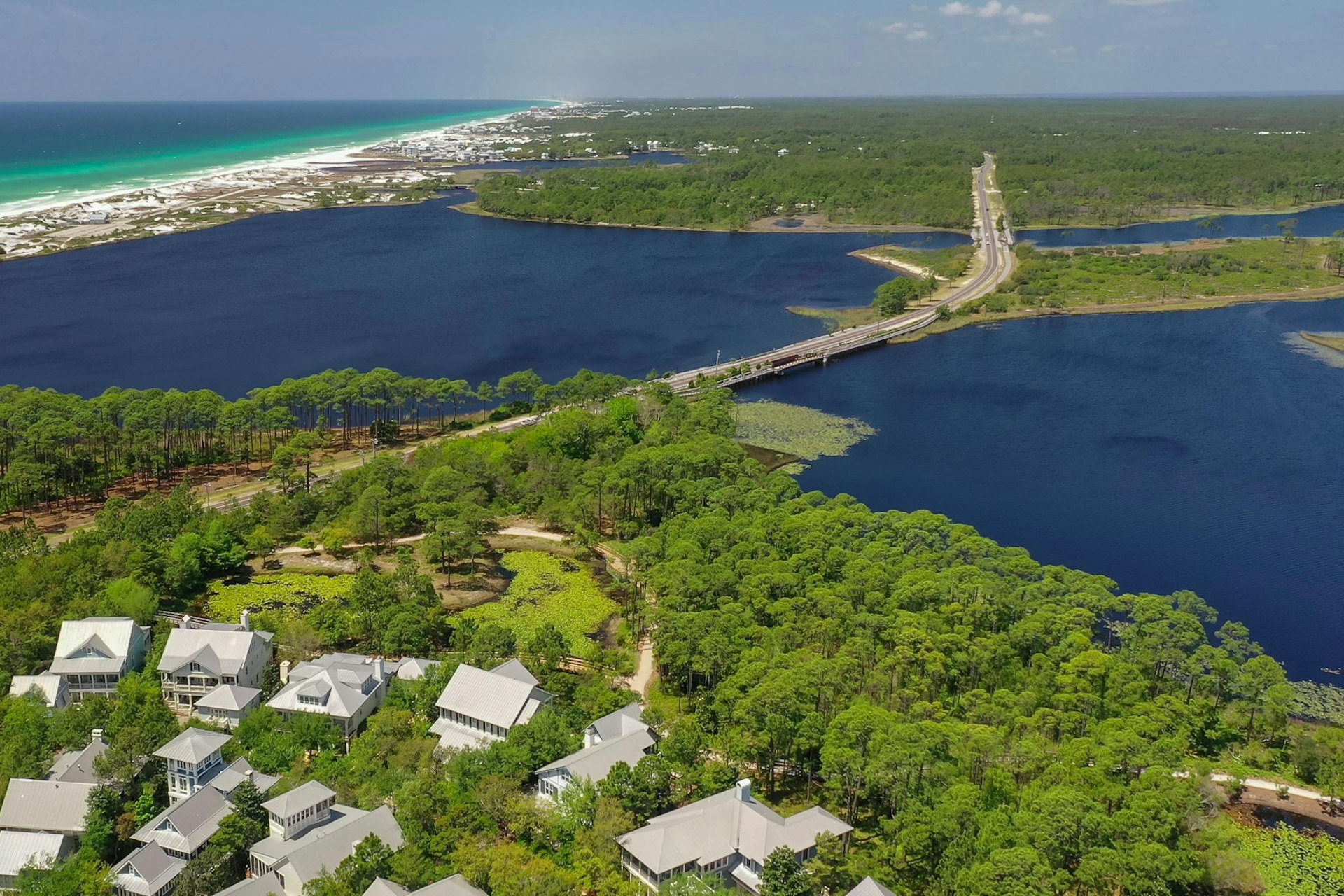 An aerial view of 30A Florida